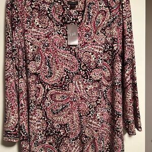 J. Jill Women's Paisley Blouse - Red, Black, and Cream